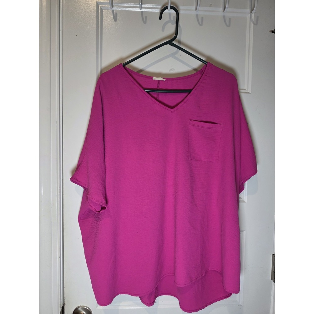 Jodifel Fuchia Womens top XL? Oversized Short Sleeve One Pocket